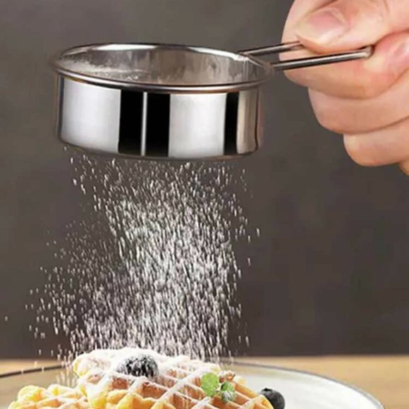 Kitchen Fine Colander Stainless Steel Flour, cocoa, sugar powder... Mesh Sifter - Picture 3 of 5